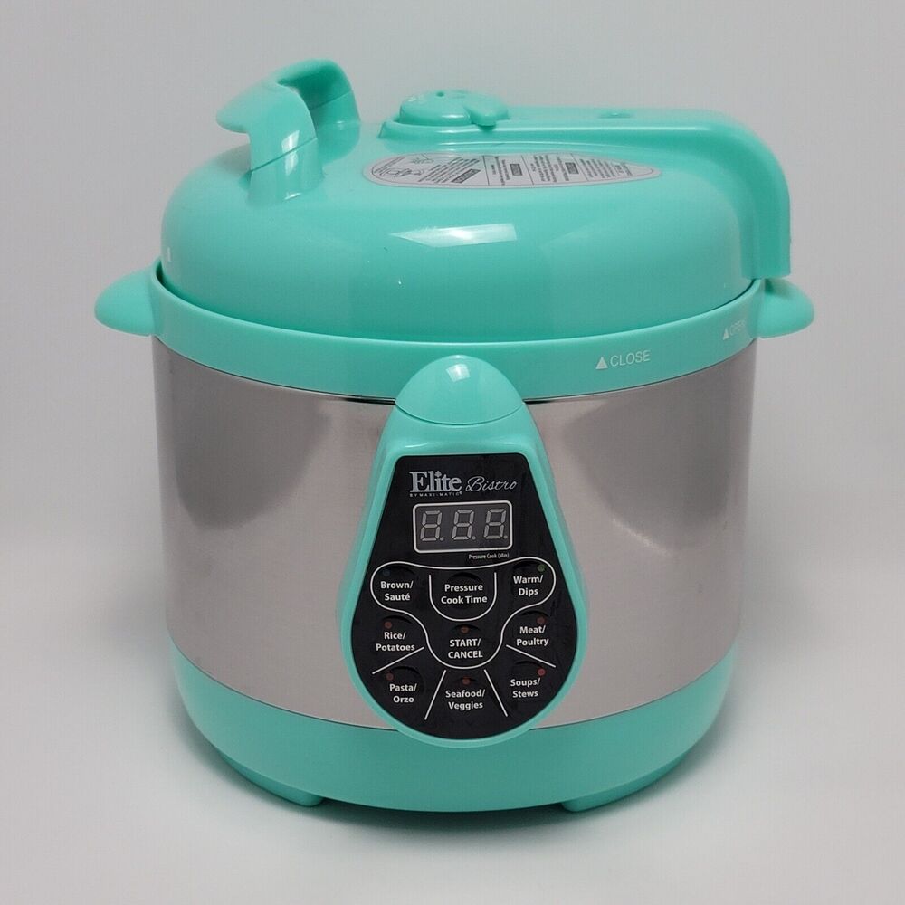 Elite Bistro By Maxi Matic EPC-202T 8 Qt Electric Pressure Cooker Turquoise Blue